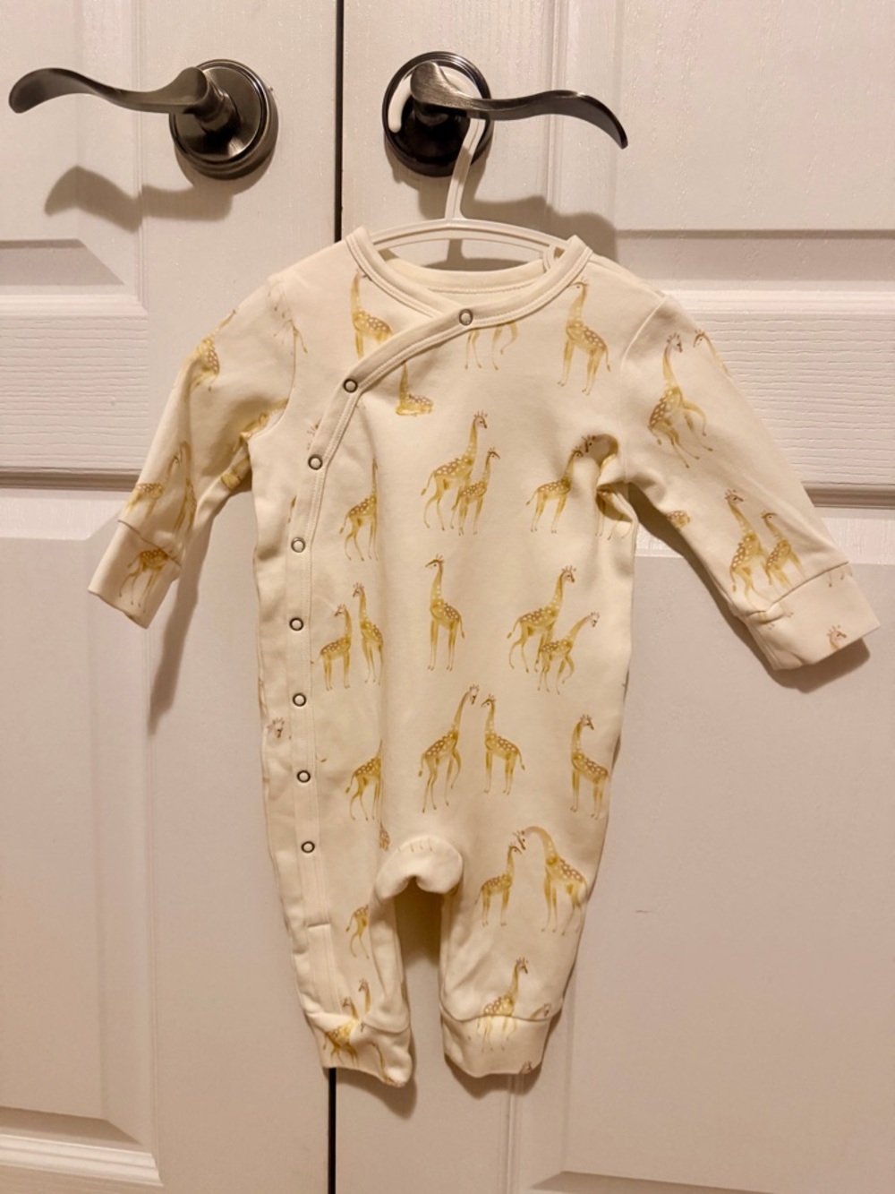 Cream Giraffe-Print Baby One-Piece